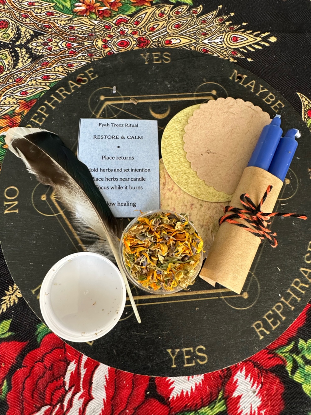 Restore & Calm Ritual Kit | Healing & Peace Spell | Intention Candle + Herbs